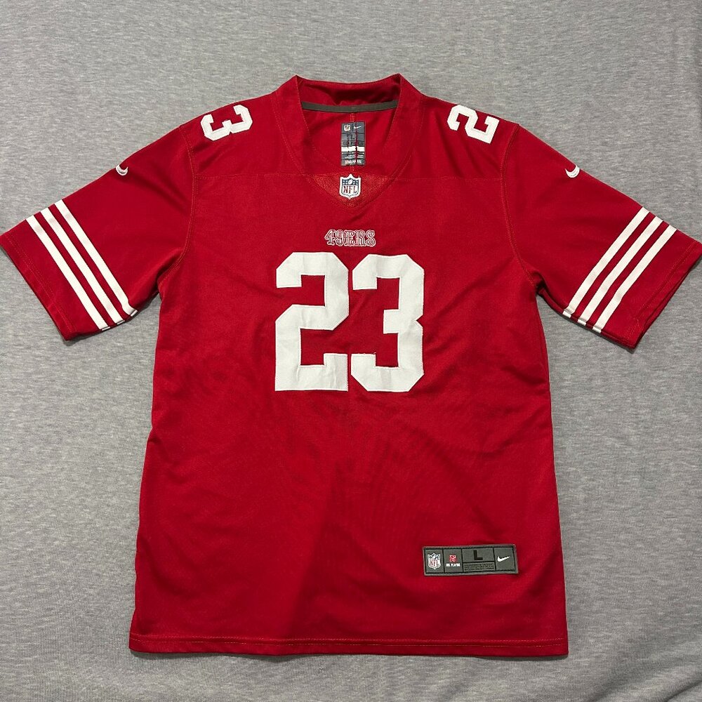 Nike On The Field SF 49ers Jersey McCaffrey #23 Large Red Stitched Name Numbers